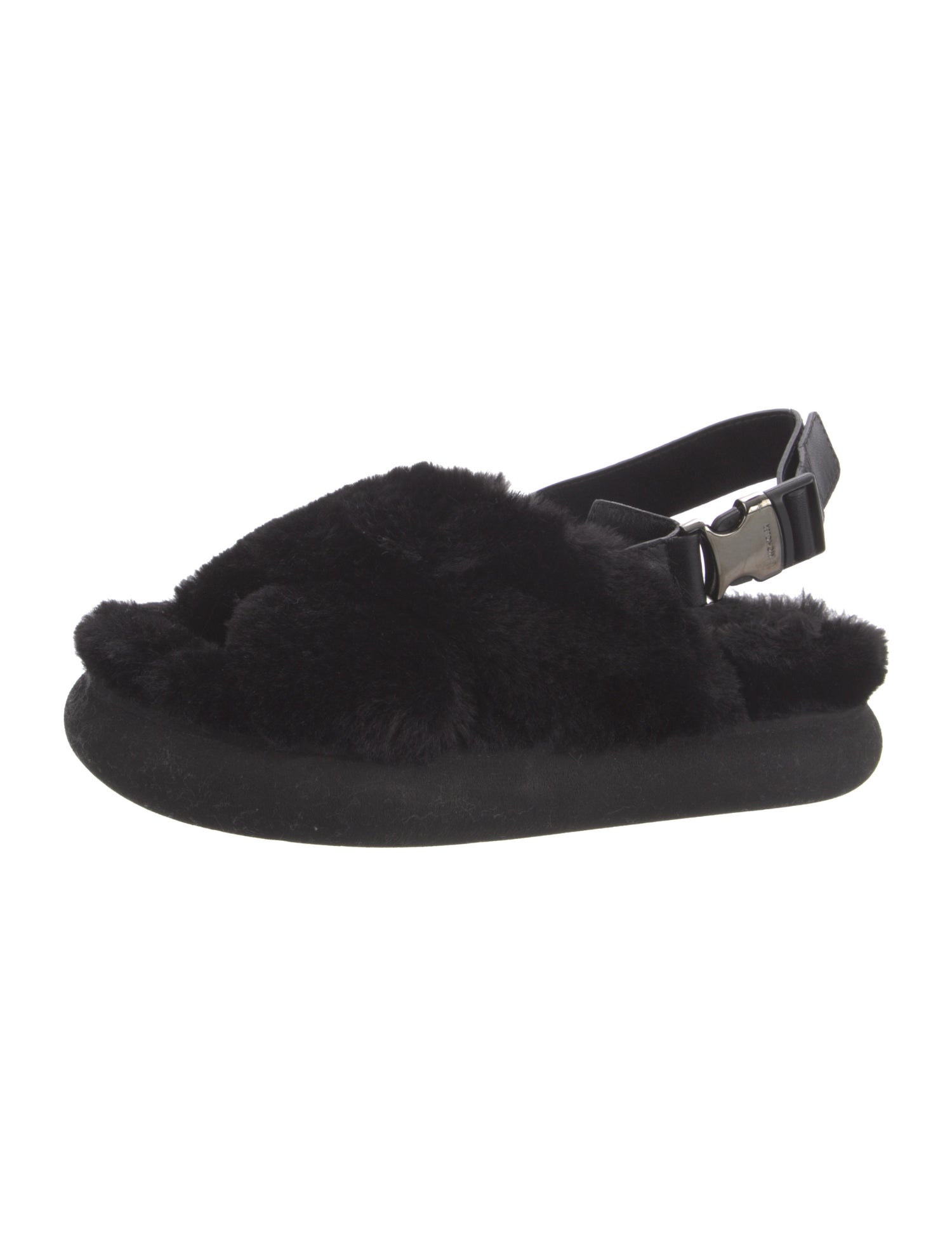 Moncler Fur Slingback Sandals
